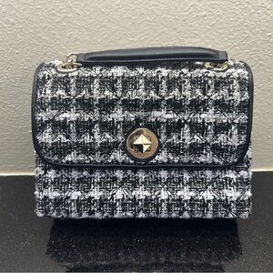 Kate Spade Elegant Black and White Tweed Handbag